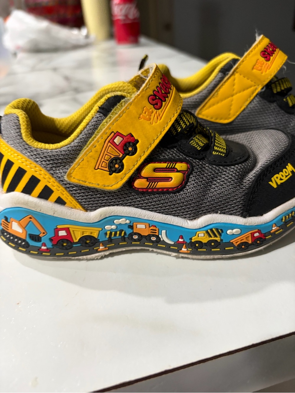Skechers Kids Gray & Yellow Construction Light-Up Sneakers